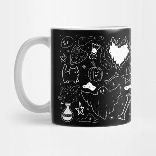 witchy ink pattern for halloween - white Mug